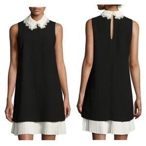 Nanette Lepore Black Midi Dress with Cream Lace Collar